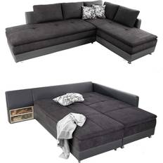Møbler Luma-home Ecksofa Doppelbett 306/223/95 cm Grau Sofa