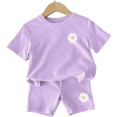 Shein Blommig Baby Girl Casual Enkelt Blommnster Kortrmade Shorts Set Lmplig fr sommaren