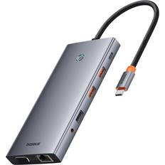 Baseus 13in1 Hub USB-C Till VGA HDMI RJ45 SD TF Aux USB-C USB-A