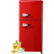 Fridges Jeremy Cass 3.5-Cu Feet Mini Fridge with Freezer FLGJBX80GRD0517 Red