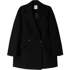 Slids Frakker Bershka Sort oversized skræddersyet frakke firkantet pasform-Black