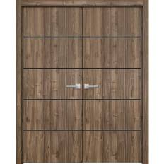 Doors SartoDoors Solid French Double Doors 64 96 in Brown Interior Door Frosted Glass (x)