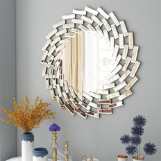 Sunburst Shape Round Accent Mirror 24 x 24 Wall Mirror