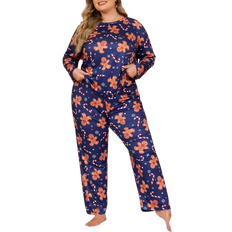 Shein Christmas Cookie Man Long Sleeve Pajamas Set