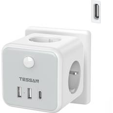 Tessan USB Eluttag 3 Vägs 6 Inch Multikontakt Adapter
