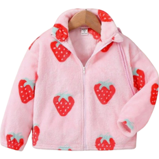 Shein Young Girl Casual Cute Fuzzy Cartoon Printed Long Sleeve JacketGreat For Casual Daily Wear School Daily In Autumn Winter