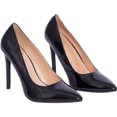 PrettyLittleThing Patent Wide Fit Court Heels, Black
