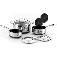 Cookware Sets Hexclad Hybrid Nonstick 6-Piece Pot Trivets Cookware Set with lid 6 Parts