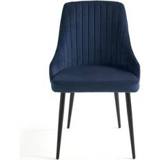 Dunelm Shea Set of 2 Dining Chairs Velvet Navy Kitchen Chair 82cm 2pcs