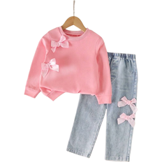 Shein Young Girl Casual Dropped Shoulder Sweatshirt Set - Autumn