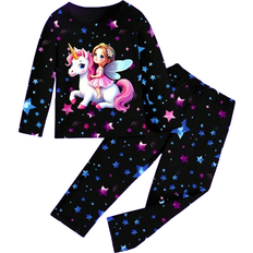 Shein Glow In Dark Unicorn Long Pants Set - Solid Color