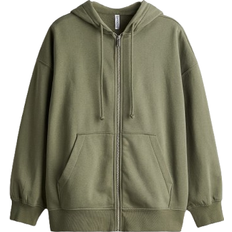 H&M Oversized Zip Through Hoodie - Khaki Green
