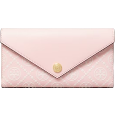 Tory Burch T Monogram Contrast Embossed Envelope Wallet - Powder Pink/New Cream