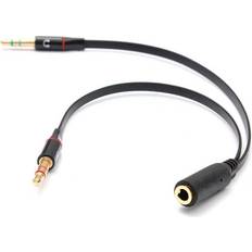3.5mm hona 2 hane OcioDual 1 hona till 2 hane 3,5 mm uttag, anslut hörlurar, svart 0.1m