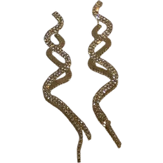 Shein 1pair Fashion Zinc Alloy Rhinestone Decor Snake Design Drop Earrings For Women For Daily Life