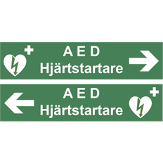 Sign AED Defibrillator with arrow 400 X 96 mm
