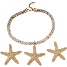 Shein set of pieces simple fashion starfish pendant necklace marine style exaggerated earrings personalized ladies jewelry set