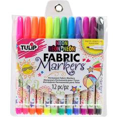 Tulip 12 Pc 6 Inch 12-Color Neon Tulip Fine Tip Fabric Markers