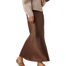 New Look Satin Midi Bias Skirt - Brown