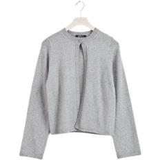 Gina Tricot One Button Knit Cardigan - Grey Melange