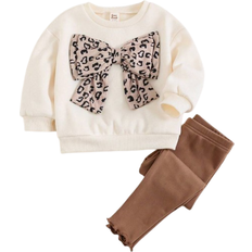 Shein Cozy Pixies 3D Bow Decor Sweatshirt And Pants Set