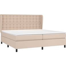 vidaXL 200x200 cm Kunstlæder Cappuccinofarvet Kontinentalseng 203x203cm
