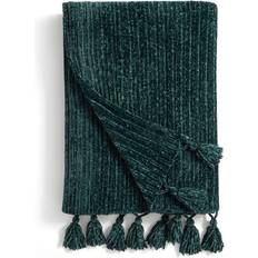 Dunelm Chunky Chenille Throw 130 x 180 cm Bottle Blankets Green (180x130cm)