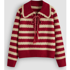 Cider Knit Collar Striped Knotted Oversized Sweater