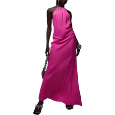 Topshop halter neck maxi dress in fuschia-Pink