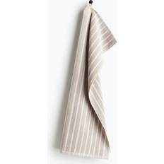 H&M Stribet Gæstehåndklæde Hvid, Beige (70x50cm)