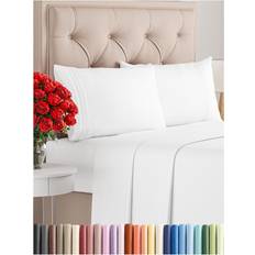 CGK Unlimited Luxury Ultra Soft 4 Piece Bamboo Sheets - Comfy Breathable - Bed Sheet White (259.1x228.6cm)
