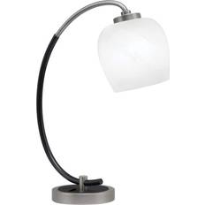 18.25 in Graphite and Matte Black Accent Desk with White Marble Glass Shade Table Lamp 18.2"