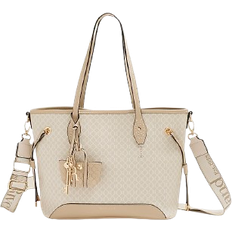 Gold/Brass Totes & Shopping Bags River Island Monogram Side Tie Charm Shopper Bag - Beige
