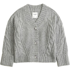 Abercrombie & Fitch Seed-Stitch Cable Cardigan - Gray