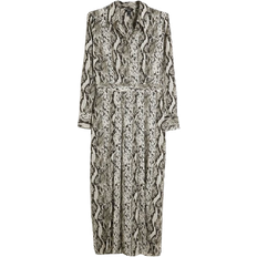 River Island Long Sleeve Snake Print Shirt Midi Dress - Grey