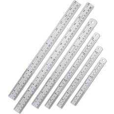Mr. Pen Stainless Steel Ruler 6 Pcs 6 8 10 12 14 16 Black Metal Ruler Set