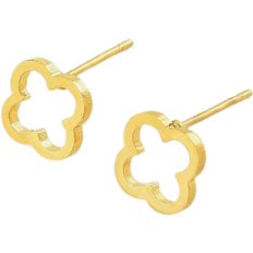 Copper Earrings Shein 1pair Fashionable Vintage Clover Stud Earrings For Women, Minimalist Cartilage Bone Earring