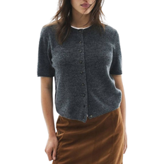 H&M Stickad Kofta - Mörkgråmelerad