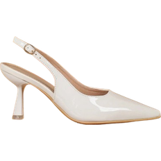 Shein Pointed Toe Slingback Kitten Heels - White
