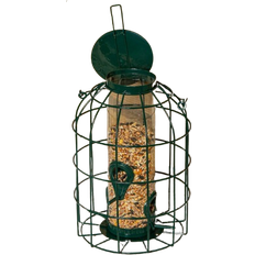 Metal Hanging Bird Seed Feeder with Squirrel Guard 27cm H x 16cm W x 16cm D