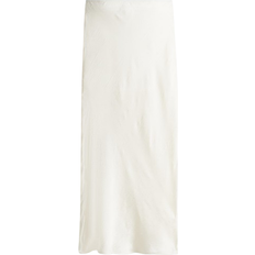 H&M Crinkled Satin Maxi Skirt - White