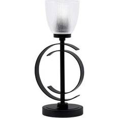 Home depot The Home Depot Delgado 16.25 in Matte Black Piano Desk with Clear Ribbed Glass Shade Table Lamp 16.2"