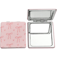 Pink Makeup Mirrors Shein 1 Pc Pink Bow & Heart Pattern Square Makeup Mirror, Portable Handheld Mirror For Girls Pattern Placement Random