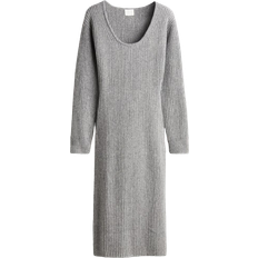 H&M Scoop Neck Rib Knit Dress - Grey