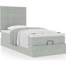 vidaXL Ottoman Med Madrasser Ljusgrå 90x200 cm Sammet Ramsäng 90x200cm