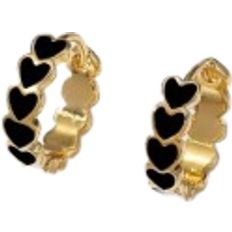 Black Earrings Shein pair Fashionable Simple Black OilDrop Heart Design Hoop Earrings Personality Jewelry Gift For Girls Party
