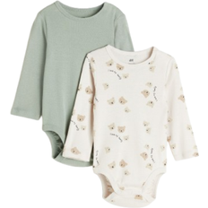 H&M Grøn 2-pak body med lange ærmer