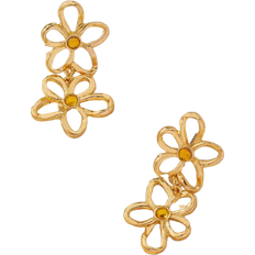 Shein 1pair Metallic Petal Shaped Linked Dangle Earrings