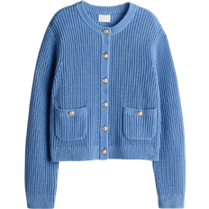 Einfarbig Cardigans H&M Gerippter Cardigan - Blau