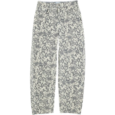Snake Jeans River Island Denim Seamed Snake Print Barrel Jeans - Ecru/Neutral
